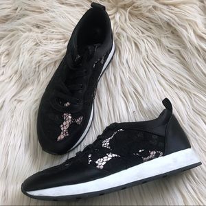 Take 50% off ZARA | Pink & Black Lace Sneakers